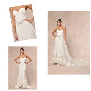 Lulus Somerie Dress Ivory Organza Maxi Overlay Strapless Size S NWT